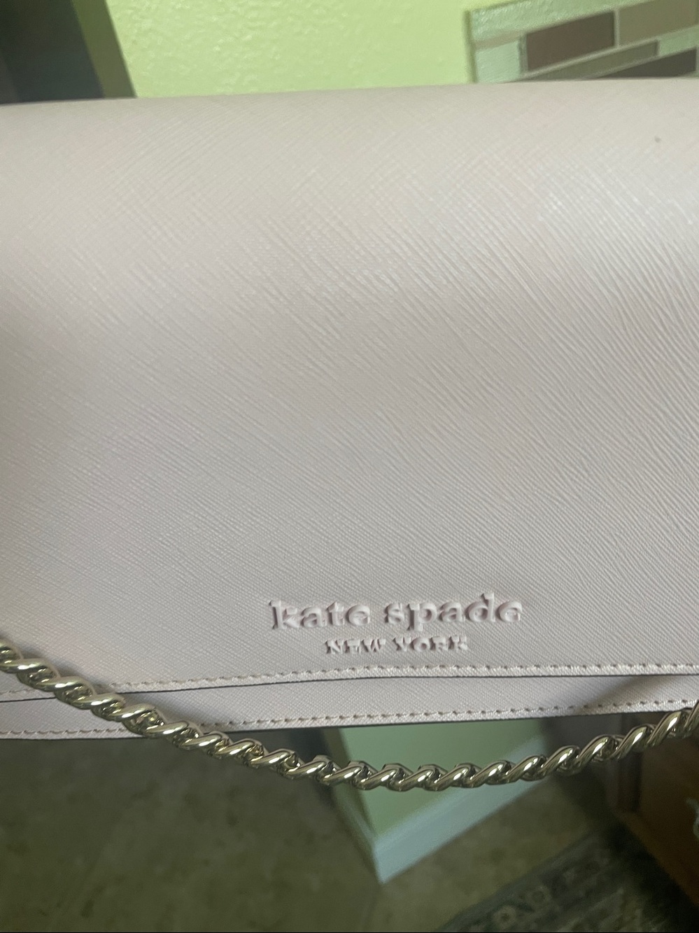 kate spade Pale Pink Saffiano Crossbody with Chain Strap